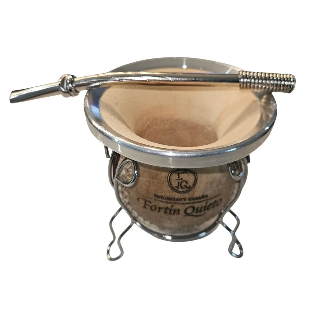 Fortin Quieto Argentine Yerba Mate Gourd Set with Bombilla Straw and Stand